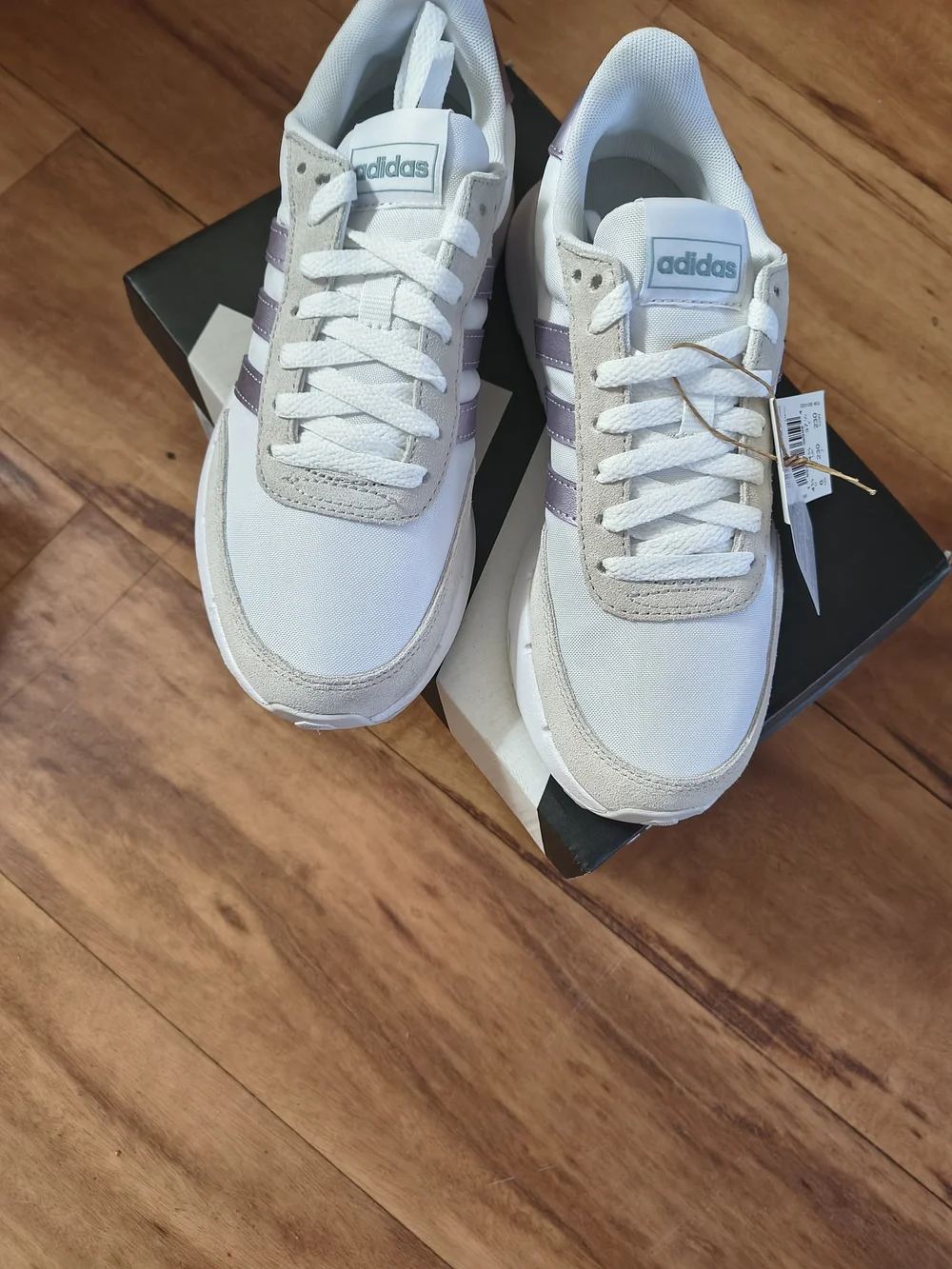 adidas Kids RUN 60s 2.0  Sneakers with Metallic Pink Stripes
